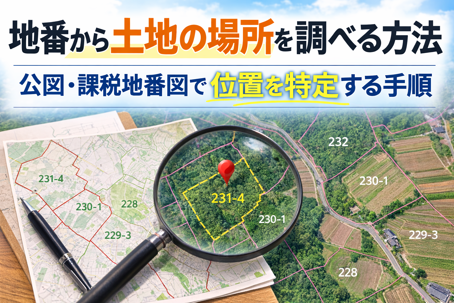 地番から土地の場所を調べる方法（公図・課税地番図による位置特定）