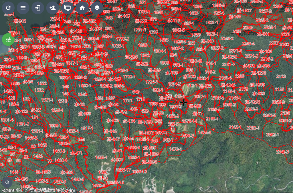 地籍調査済み地域の登記所地図（筆界調査データベース）