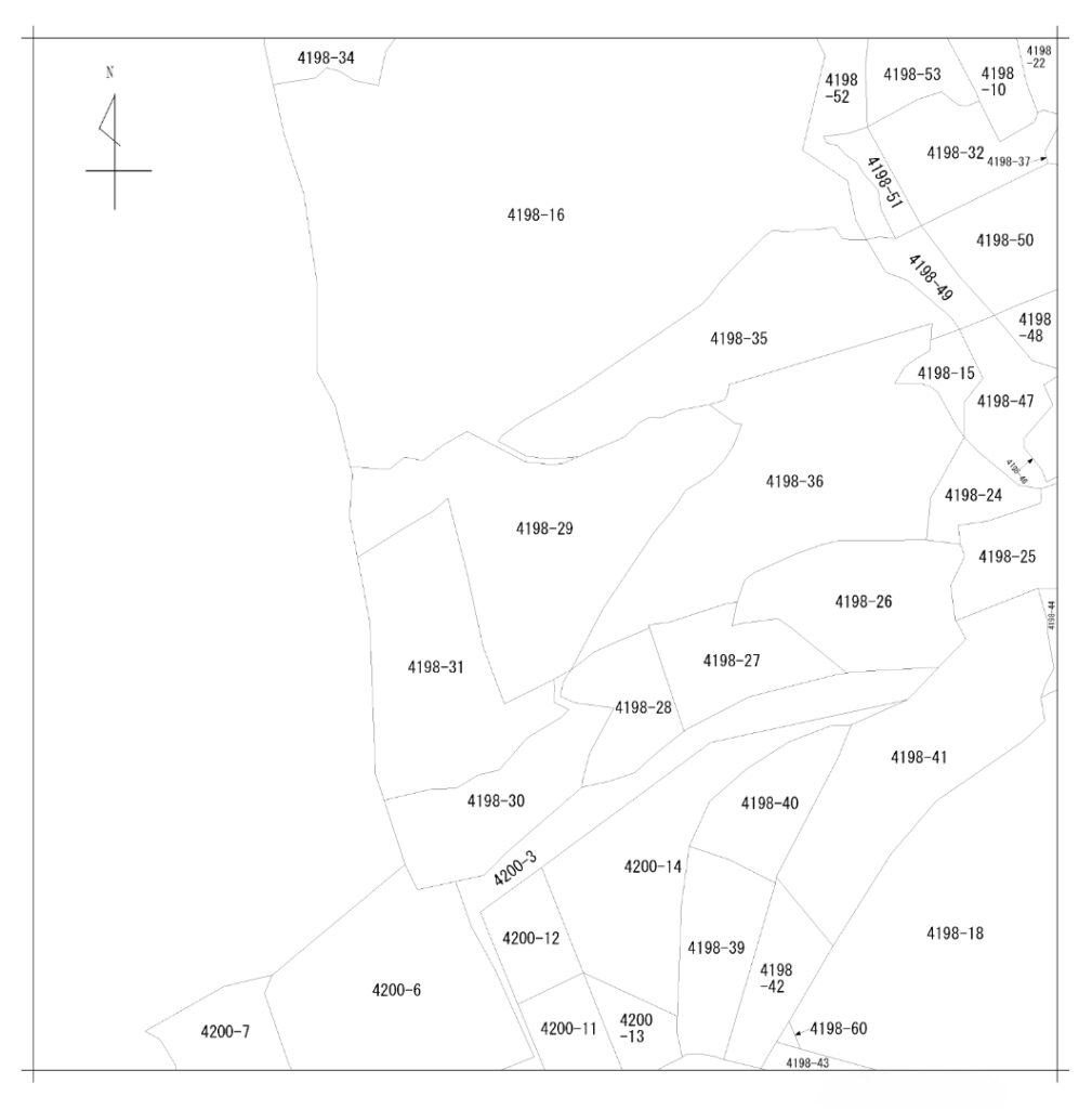 相続した山林の場所を特定するための公図イメージ