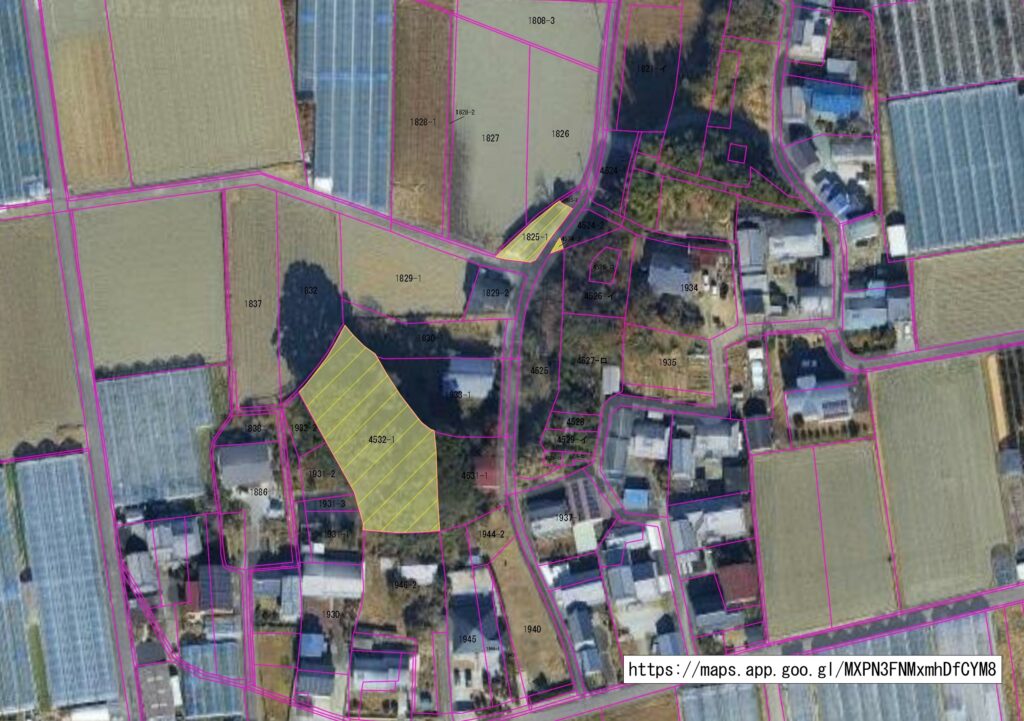 高知市春野町弘岡下の土地を地番図から特定