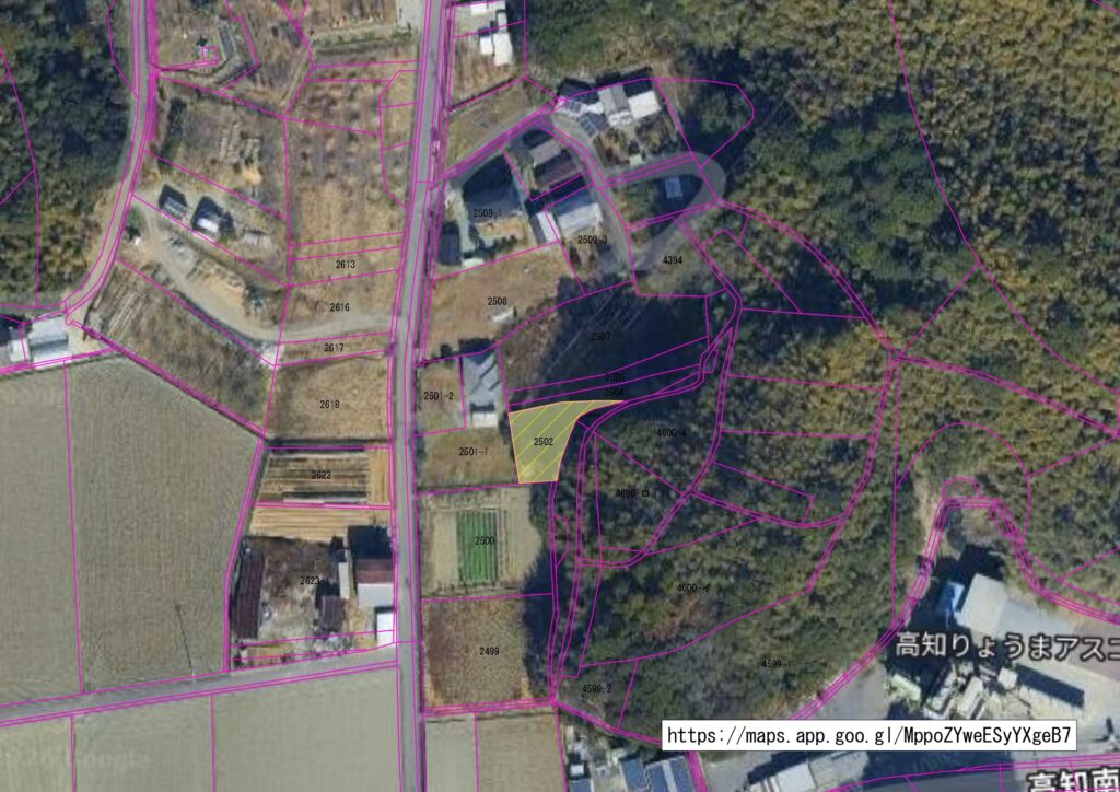 高知市春野町弘岡下の土地を地番図から特定