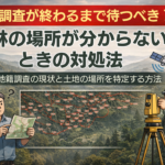地籍調査が終わるまで待つべきかを解説する山林の場所不明問題のイメージ