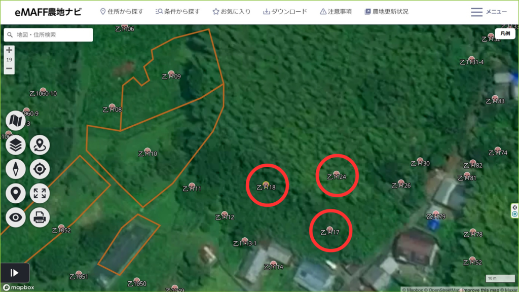 場所の分からない田畑を農地ナビで調べるイメージ