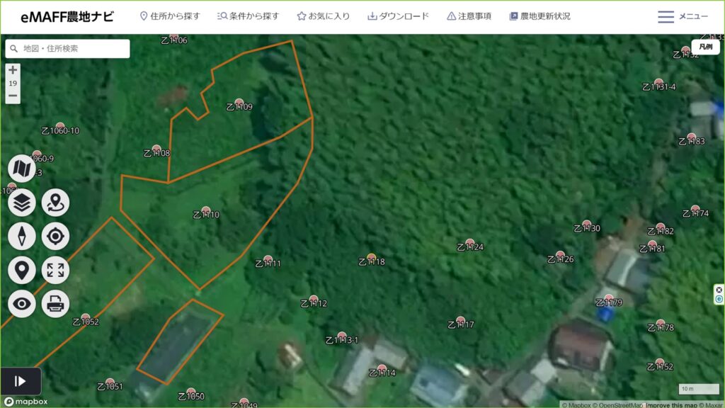 山林化した田畑の場所を探すための農地ナビのイメージ写真