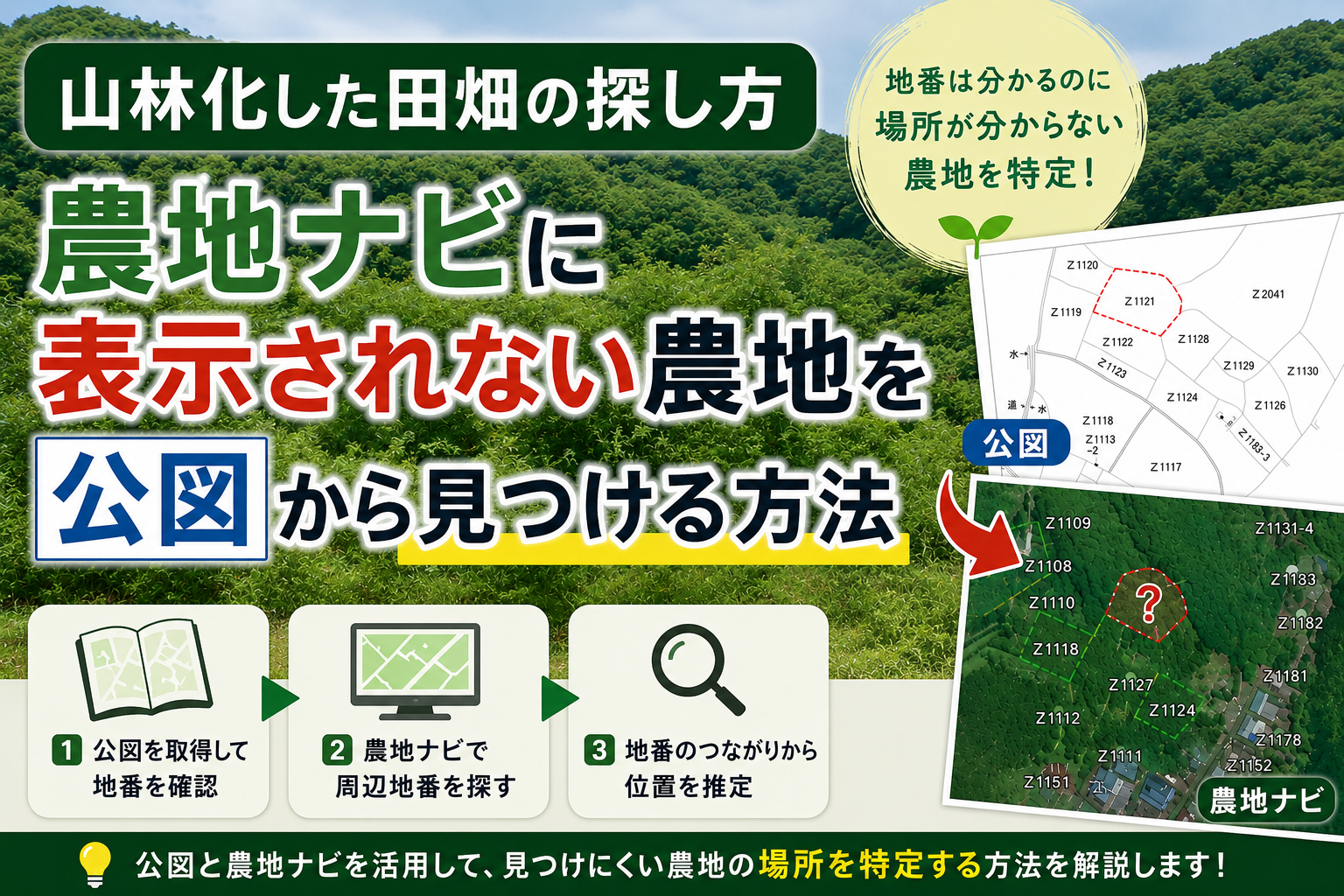 公図と農地ナビを活用して山林化した田畑の位置を特定する方法